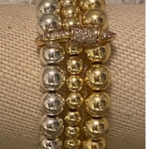 Ria’s Beaded Blessings Hematite beads with diamond center latch